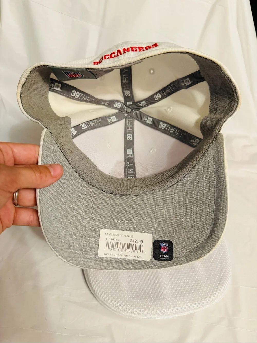 Tampa Bay Buccaneers New Era 39THIRTY Hat M/L White Throwback Bucco Bruce NFL